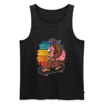 Flamingo Squatch Skateboard Flamingo lovers - Men's Premium Organic Tank Top - black - Front - AI Model Male 178 light (178cm)