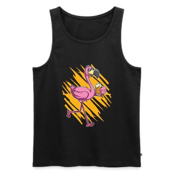 Buveur de bière Flamingo - Débardeur bio Premium Homme - noir - Devant - AI Model Male 178 light (178cm)