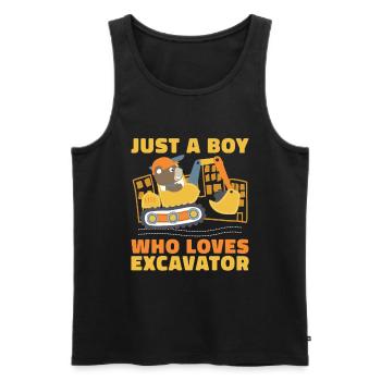 Baggergeburtstag Nur Ein Junge, Der Bagger Liebt - Männer Premium Bio Tank Top - Schwarz - Vorne - Michal (187cm)