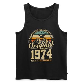 anniversaire 50 ans 1974 originale édition limitée - Débardeur bio Premium Homme - noir - Devant - AI Model Male 178 light (178cm)
