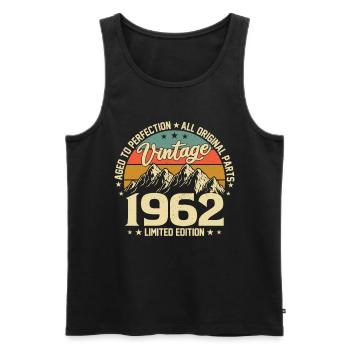 Aged to Perfection 1962 62nd Anniversary Vintage - Men's Premium Organic Tank Top - black - Front - Michal (187cm)