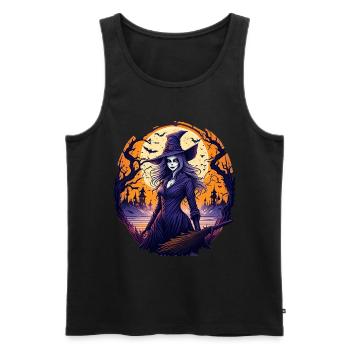 Gruseliges Halloween-partykostüm Hexe - Débardeur bio Premium Homme - noir - Devant - AI Model Male 178 light (178cm)
