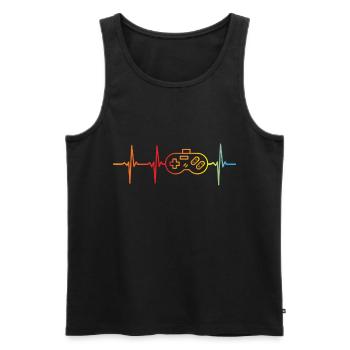 Gamer ECG thoroughbred gamer gamer heart - Men's Premium Organic Tank Top - black - Front - AI Model Male 178 light (178cm)