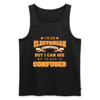 Électricien Électricité Électricité Électricité Cadeau - Débardeur bio Premium Homme - noir - Devant - Michal (187cm)