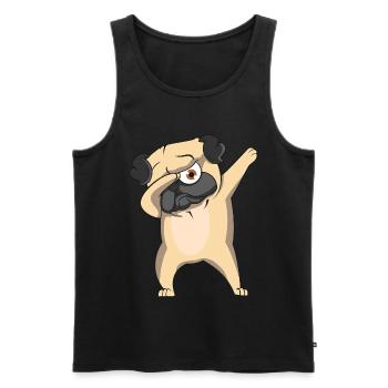 Dabbing Mops Cartoon - Männer Premium Bio Tank Top - Schwarz - Vorne - AI Model Male 178 light (178cm)