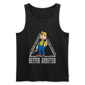 Best Worker - Men's Premium Organic Tank Top - black - Front - Michal (187cm)