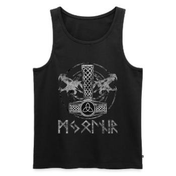 Thor's hammer Mjolnir with dragon background. - Men's Premium Organic Tank Top - black - Front - AI Model Male 178 light (178cm)