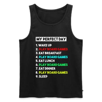 My Perfect Day Play Jeux de société Chemise cadeau amusant - Débardeur bio Premium Homme - noir - Devant - Michal (187cm)