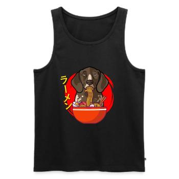 Kawaii Anime German Shorthaired Pointer Ramen Nood - Men's Premium Organic Tank Top - black - Front - AI Model Male 178 light (178cm)