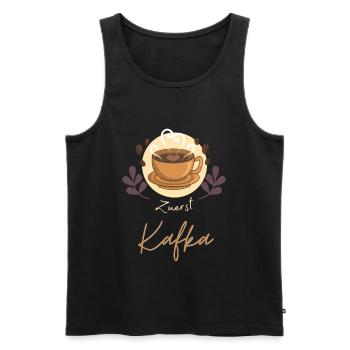 Bücherwurm Zuerst Kafka Kaffeetasse Lyrik - Männer Premium Bio Tank Top - Schwarz - Vorne - AI Model Male 178 light (178cm)