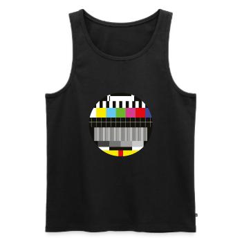 Motif de test - pas de signal TV pause - Débardeur bio Premium Homme - noir - Devant - AI Model Male 178 light (178cm)