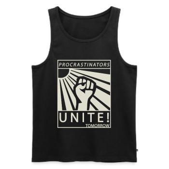 Procrastinators Unite Tomorrow Studenten Geschenk - Männer Premium Bio Tank Top - Schwarz - Vorne - AI Model Male 178 light (178cm)