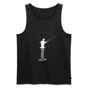 Vintage Fly Fishing Angler Sunset - Men's Premium Organic Tank Top - black - Front - AI Model Male 178 light (178cm)