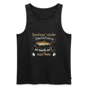 Vintage Fly Fishing Angler Sunset - Men's Premium Organic Tank Top - black - Front - AI Model Male 178 light (178cm)