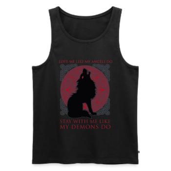 Fenriswolf Fenrir Wolf Dämon Geschenk - Männer Premium Bio Tank Top - Schwarz - Vorne - Michal (187cm)