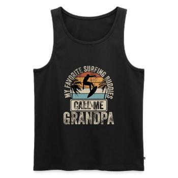 Surfing Opa Surfer Vater Wellenreite - Männer Premium Bio Tank Top - Schwarz - Vorne - AI Model Male 178 light (178cm)