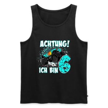 Monstertruck 6. Geburtstag Junge - Männer Premium Bio Tank Top - Schwarz - Vorne - Michal (187cm)