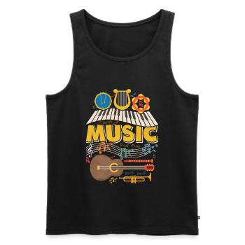 Cadeau instruments de musique de musique - Débardeur bio Premium Homme - noir - Devant - AI Model Male 178 light (178cm)