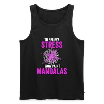 Mandala Saying To Reduce Stress I Paint - Men's Premium Organic Tank Top - black - Front - Michal (187cm)