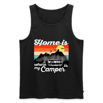 Zu Hause ist wo mein Camper steht - Vintage Sunset - Männer Premium Bio Tank Top - Schwarz - Vorne - Michal (187cm)