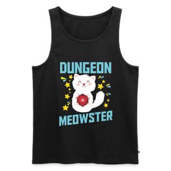 Dungeon Meowster | Nerdy Cat D20 RPG Fantasy Game - Men's Premium Organic Tank Top - black - Front - Michal (187cm)