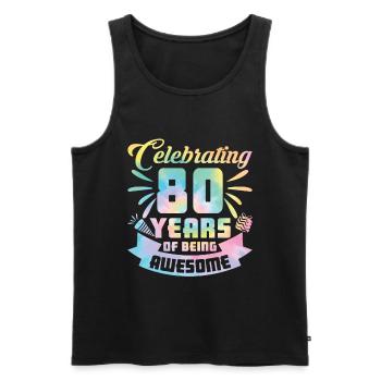 80th Birthday Idea Celebrating 80 Year Of Being - Männer Premium Bio Tank Top - Schwarz - Vorne - AI Model Male 178 light (178cm)