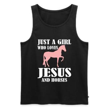 Just A Girl Who Loves Jesus And Horses Pferd - Männer Premium Bio Tank Top - Schwarz - Vorne - Michal (187cm)
