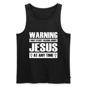 Warning I May Start Talking About Jesus - Men's Premium Organic Tank Top - black - Front - Michal (187cm)