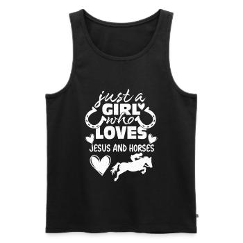 Just A Girl Who Loves Jesus And Horses Pferd - Männer Premium Bio Tank Top - Schwarz - Vorne - Michal (187cm)