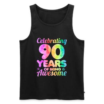 90th Birthday Idea Celebrating 90 Year Of Being - Männer Premium Bio Tank Top - Schwarz - Vorne - Michal (187cm)