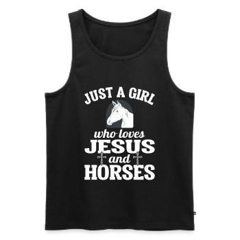 Just A Girl Who Loves Jesus And Horses Pferd - Männer Premium Bio Tank Top - Schwarz - Vorne - Michal (187cm)