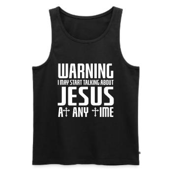Warning I May Start Talking About Jesus - Men's Premium Organic Tank Top - black - Front - Michal (187cm)