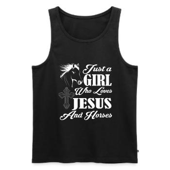 Just A Girl Who Loves Jesus And Horses Pferd - Männer Premium Bio Tank Top - Schwarz - Vorne - Michal (187cm)