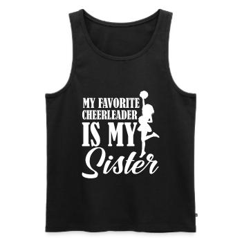 My Favorite Cheerleader Is My Sister Cheer - Men's Premium Organic Tank Top - black - Front - Michal (187cm)