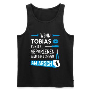 Lustiger Heimwerker und Handwerker Spruch Tobias - Männer Premium Bio Tank Top - Schwarz - Vorne - Michal (187cm)