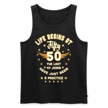 09 50th Birthday Life begins at 50 Fifty Wings - Débardeur bio Premium Homme - noir - Devant - Michal (187cm)