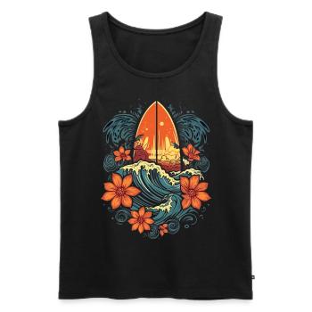 Surf Vibes: Vintage Retro Surfing Illustration - Men's Premium Organic Tank Top - black - Front - AI Model Male 178 light (178cm)