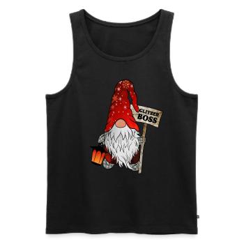 Glitter – The Sparkling Christmas Gnome - Men's Premium Organic Tank Top - black - Front - AI Model Male 178 light (178cm)