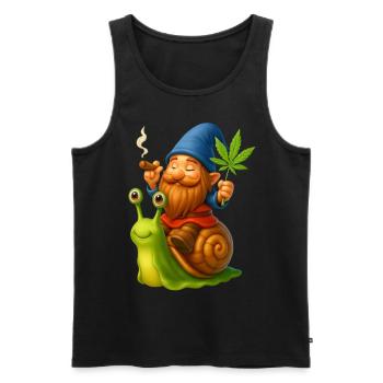 Cooler Zwerg kiffend auf Schnecke - Cannabis -Weed - Männer Premium Bio Tank Top - Schwarz - Vorne - Michal (187cm)
