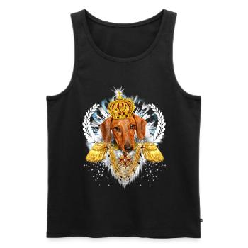 Dackel König / Dachshund the King / Hund mit Krone - Männer Premium Bio Tank Top - Schwarz - Vorne - AI Model Male 178 light (178cm)