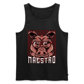Cool Eber | Trendy Hausschwein Brille Geschenk - Männer Premium Bio Tank Top - Schwarz - Vorne - Michal (187cm)