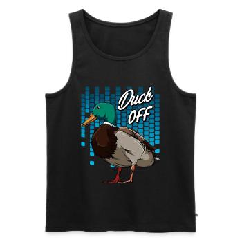 Trendy Duck Word Game | Duck off bird gift - Men's Premium Organic Tank Top - black - Front - Michal (187cm)