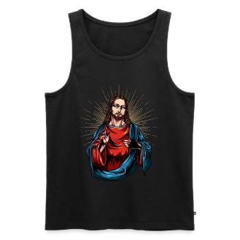 Jesus Christus - Männer Premium Bio Tank Top - Schwarz - Vorne - Michal (187cm)