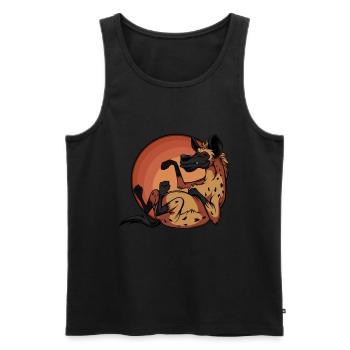 Hyène de bande dessinée - Débardeur bio Premium Homme - noir - Devant - Michal (187cm)