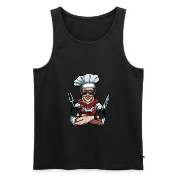Cool chef chef cuisine chef chapeau - Débardeur bio Premium Homme - noir - Devant - Michal (187cm)