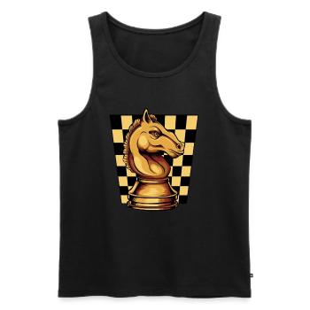 Pièce d'échecs Springer Chessboard - Débardeur bio Premium Homme - noir - Devant - AI Model Male 178 light (178cm)