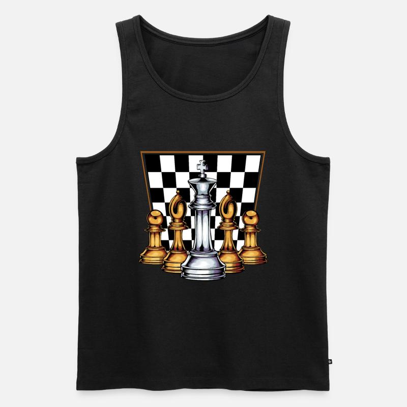 König Dame Läufer Turm Springer Bauer Schachbrett - Männer Premium Bio Tank Top - Schwarz