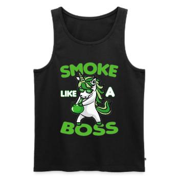 SMOKE LIKE A BOSS Licorne fumante Weed Kiffer - Débardeur bio Premium Homme - noir - Devant - AI Model Male 178 light (178cm)