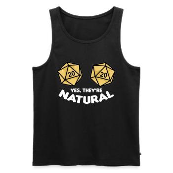 YES THEY’RE NATURAL Fantasy RPG dés seins - Débardeur bio Premium Homme - noir - Devant - AI Model Male 178 light (178cm)