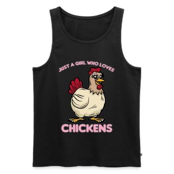 JUSTE UNE FILLE WHO LOVES CHICKENS - Débardeur bio Premium Homme - noir - Devant - Michal (187cm)